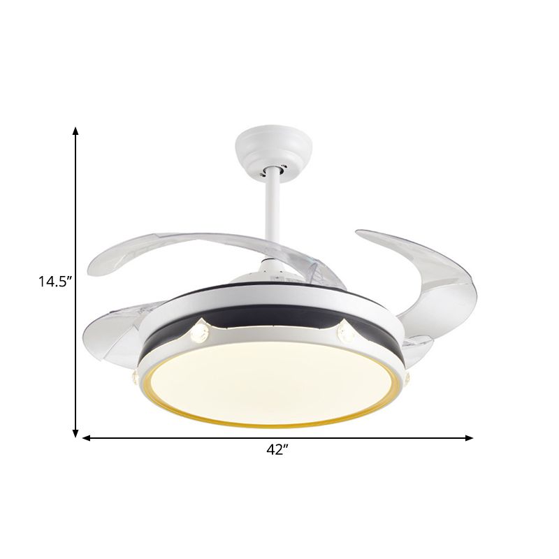 Acrilico a forma di tamburo Light Minalismo Minimalismo bianco a LED a 4 lale LED a filo illuminazione, largo 42 "