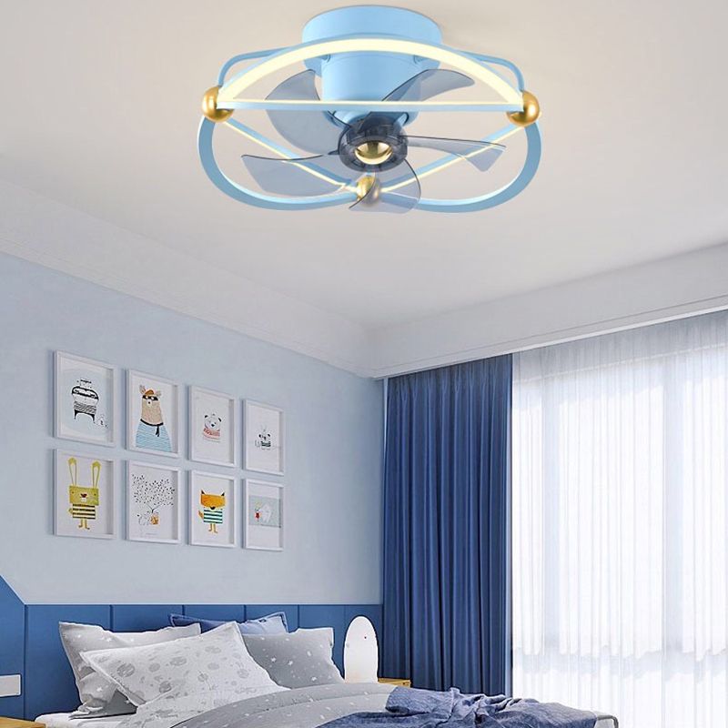 1-Light Circular Flush Mount Lamp Modern Style Metal Fan Ceiling Lighting