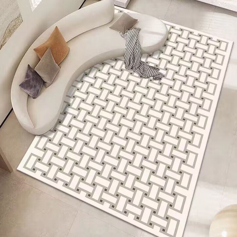 Contemporary Abstract Printed Bedroom Stain Resistant Rectangle Polyster Indoor Rug