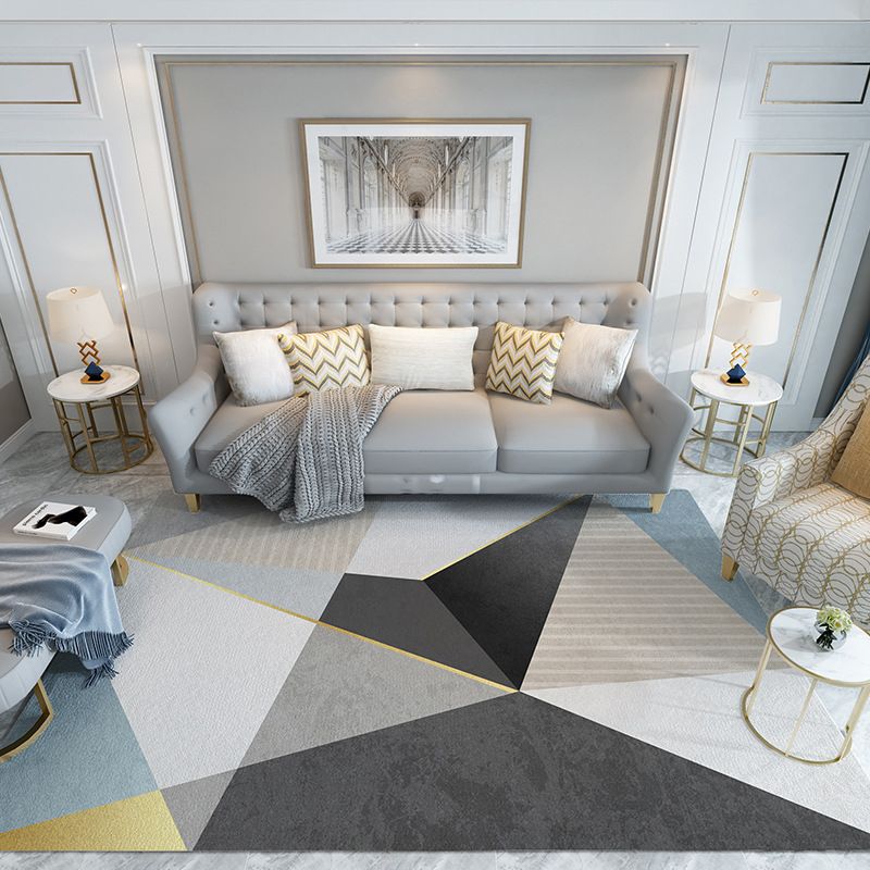 Trendy Home Decor Rug Multi-Color Geometric Area Carpet Polypropylene Anti-Slip Pet Friendly Rug