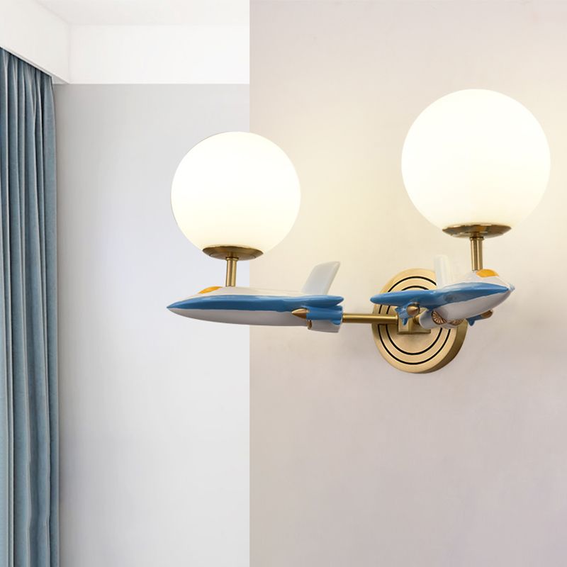 Living Room Sphere Wall Light with Airplane Glass Resin Contemporary Sconce Light