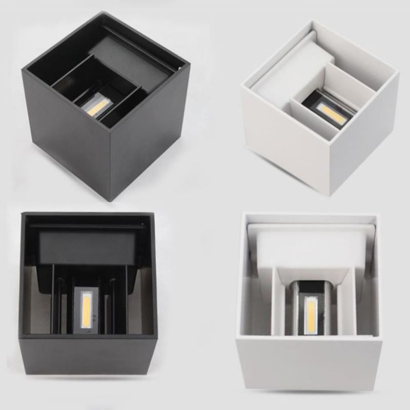 2-Lights Geometric Wall Lamp Fixtures Modern Style Black and White Aluminum Lighting