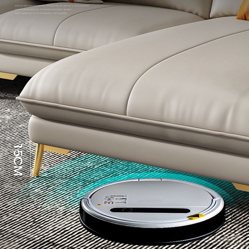 Genuine Leather Sectional Sofa 37.4" High Cream Sofa with Cushion Back