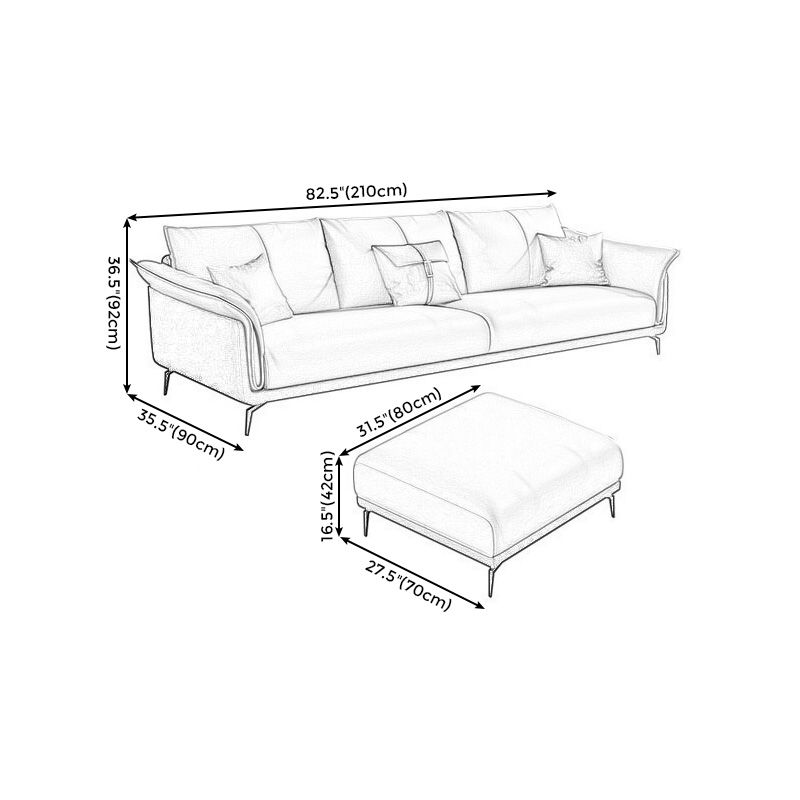 Light-grey Faux Leather Pillow Top Arm Sofa/Sectional with Stain-Resistant