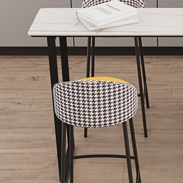 Glam Metal Barstool Faux Leather Cushion in Matte Finish for Indoor