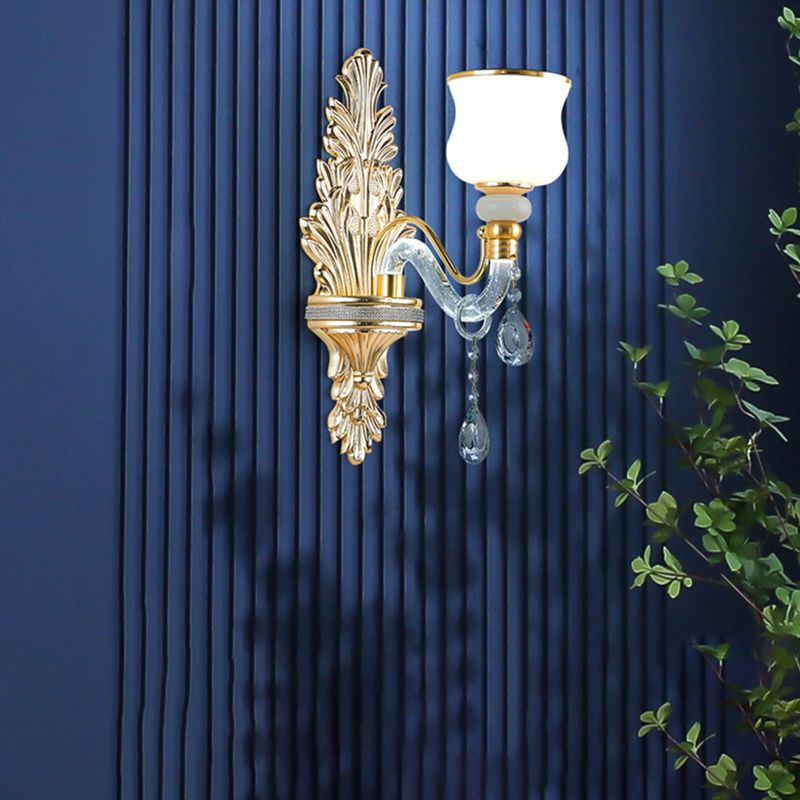 Golden 1/2-Light Modern Wall Mounted Sconce LED Crystal Wall Light