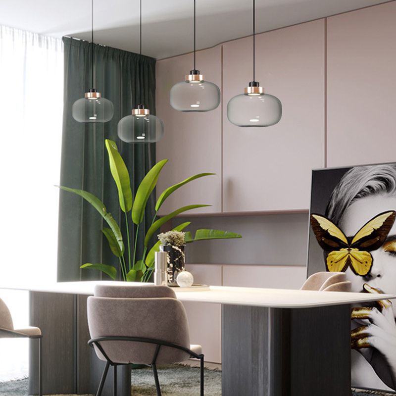 1 Light Mason Jar Pendant Light Modern Hand Blown Glass Shade Hanging Lamp