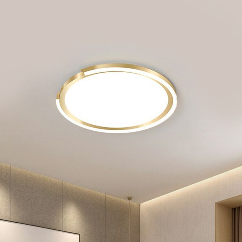 Extra dunne ronde LED-inbouwlamp Eenvoud Metallic slaapkamer inbouwplafondlamp in goud