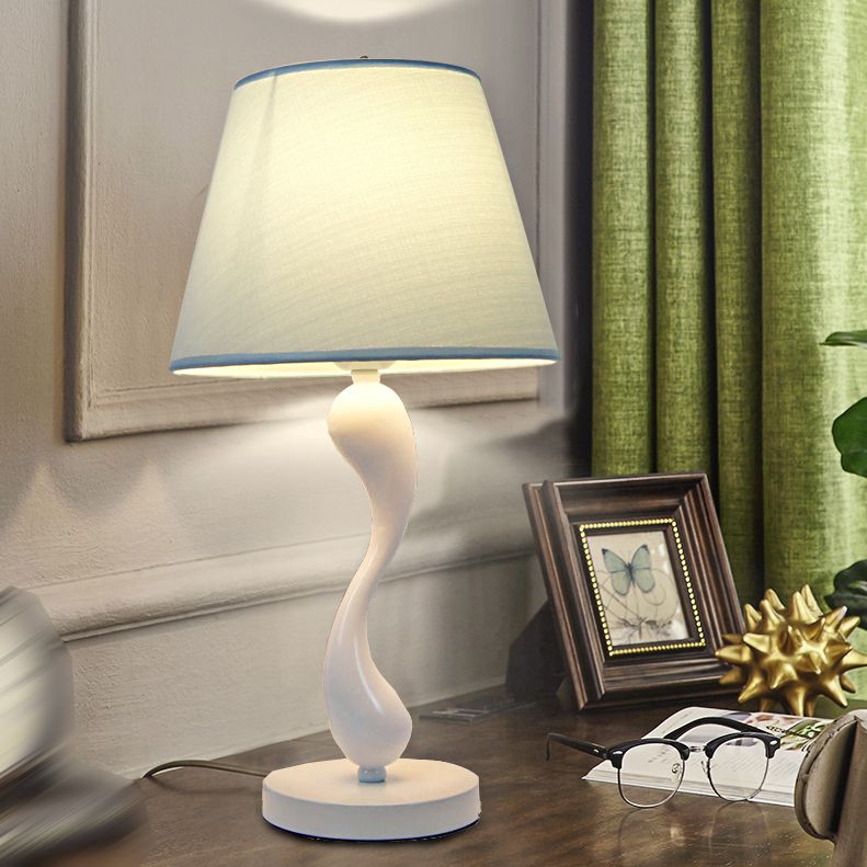 Cone Shape Bedroom Table Lamp Fabric Minimalist-Style Night Table Lamp