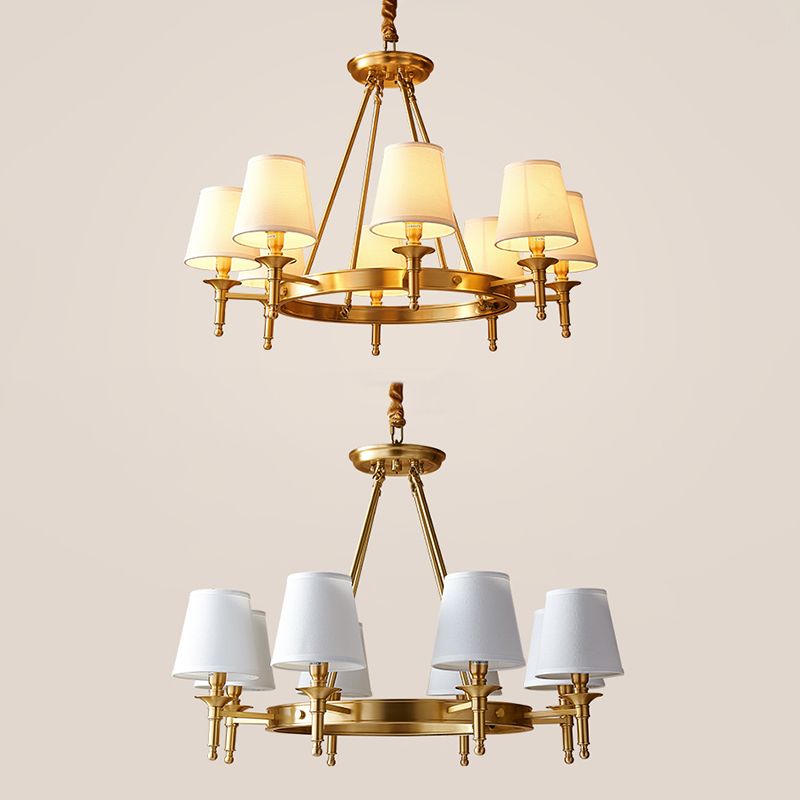 Gold Copper Pendant Light in Traditional Classic Style Fabrics Sputnik Hanging Light for Living Room