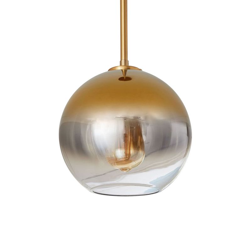 Globe Fading Glass Hanging Lighting Contemporary 1-Light Gold Pendant Light Fixture for Bedroom