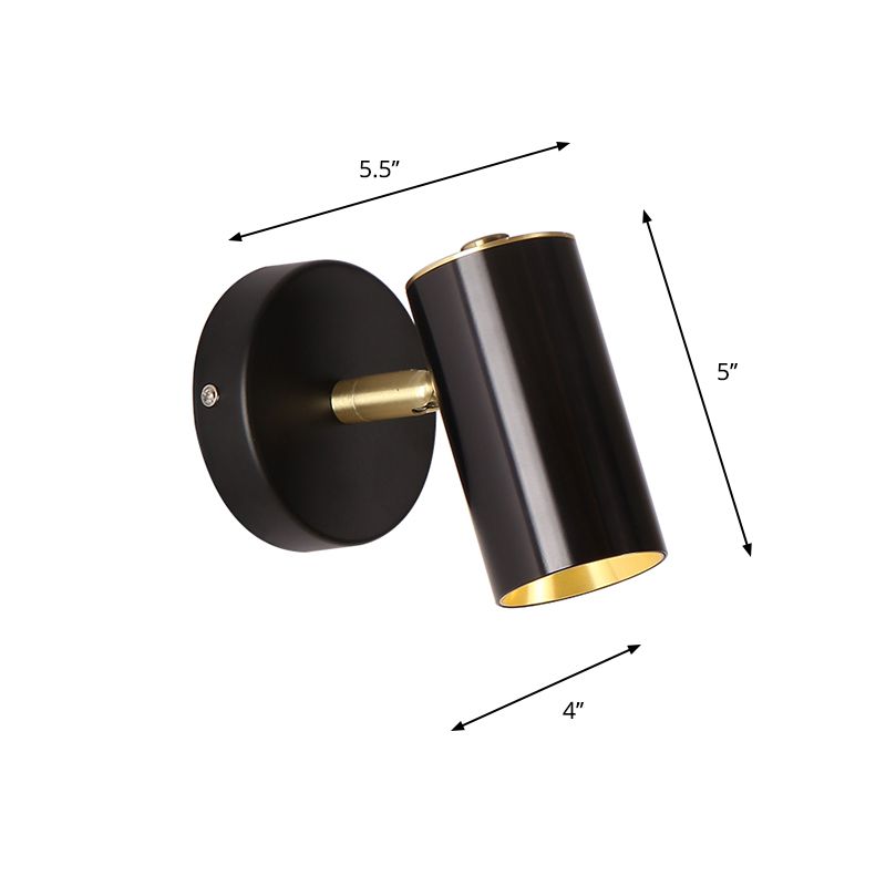 Lámpara de apliques de pared de tubo metálico Modernista 1 luces Negro/Gold Acabado LED LED PARA PARA PARTIR