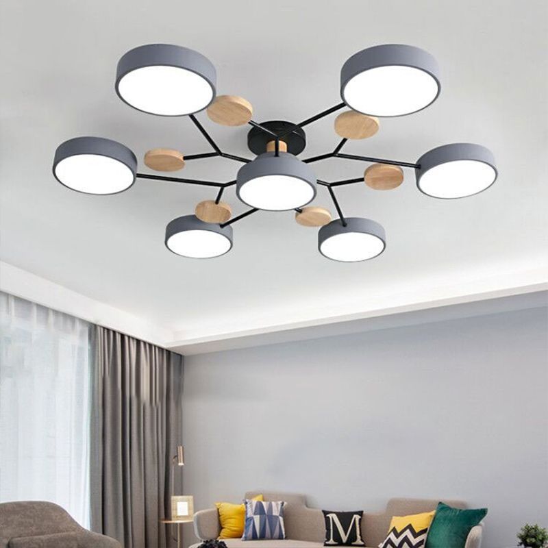 Lámpara empotrada de metal con forma de rama de árbol LED nórdica cerca de la luz de techo para dormitorio