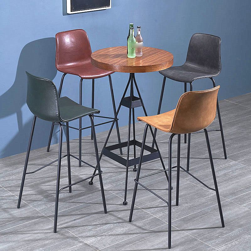 Contemporary Style Bar-stool Leather Counter Bar Stool for Kitchen Bar with Metal Legs