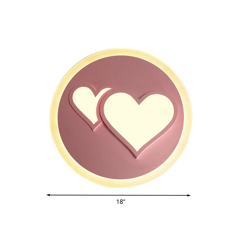 Embossed Loving Heart Thin Ceiling Lamp Modern Romantic Acrylic Pink LED Flush Mount Light Fixture for Bedroom