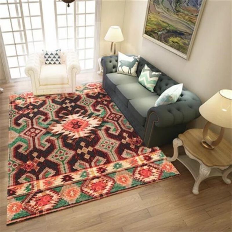 Bohemian Chevron Print Rug Polyester Indoor Carpet Non-Slip Backing Area Rug for Living Room