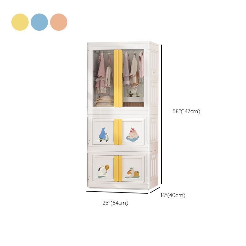 Plastic Storage Cabinet with Garment Rod Contemporary Hinged Door Cabinet