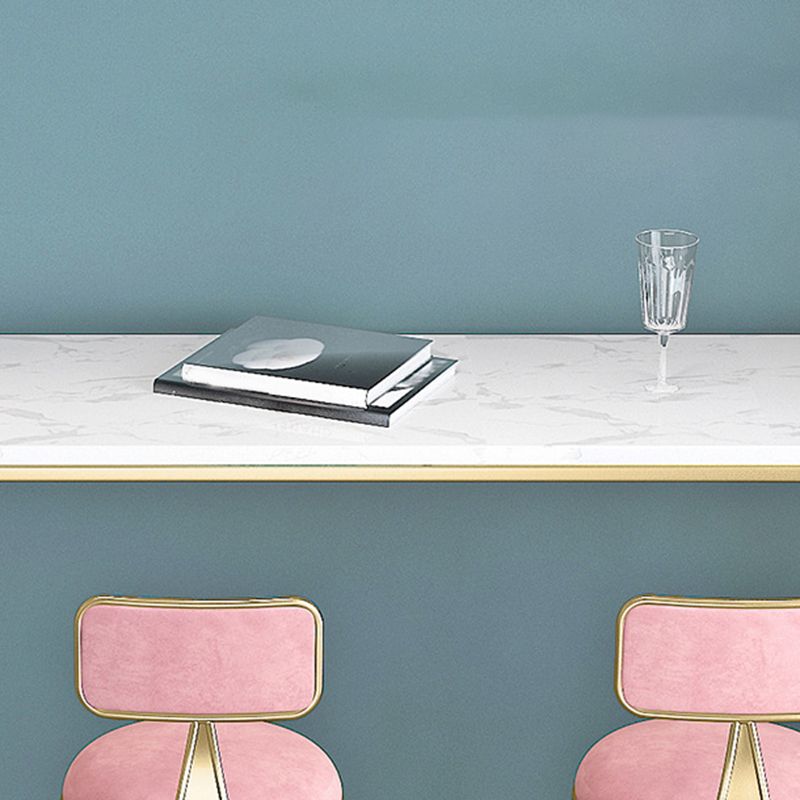 Faux Marble Top Bar Height Table Glam Style Bistro Table for Patio Use