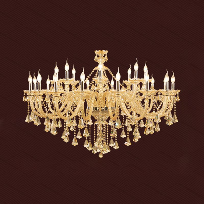 Lustre de style européen Light Gold Crystal Multi-Head Pendant Light pour le salon