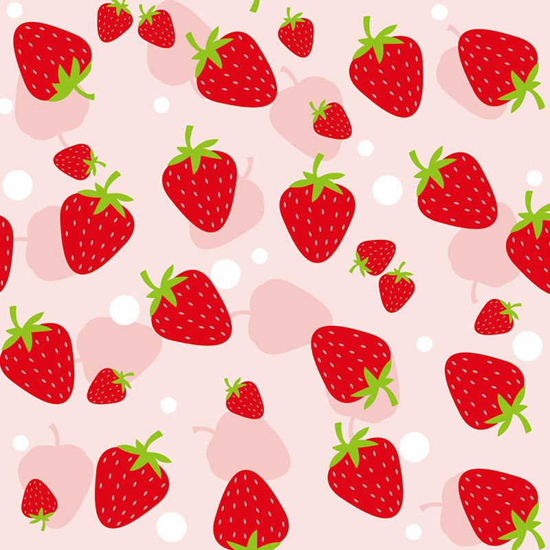 Full Size Illustration Modern Mural Wallpaper with Attractive Strawberries in Red