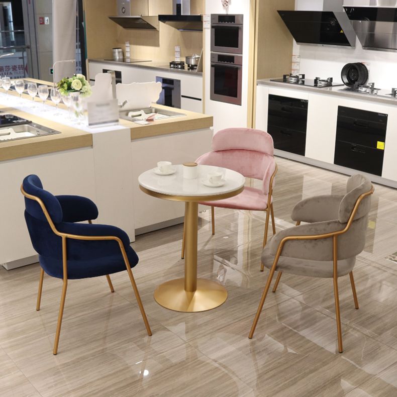 Chaise d'appoint de salle à manger de style Glam en métal, chaise d'appoint à dossier ouvert de 23'' de large