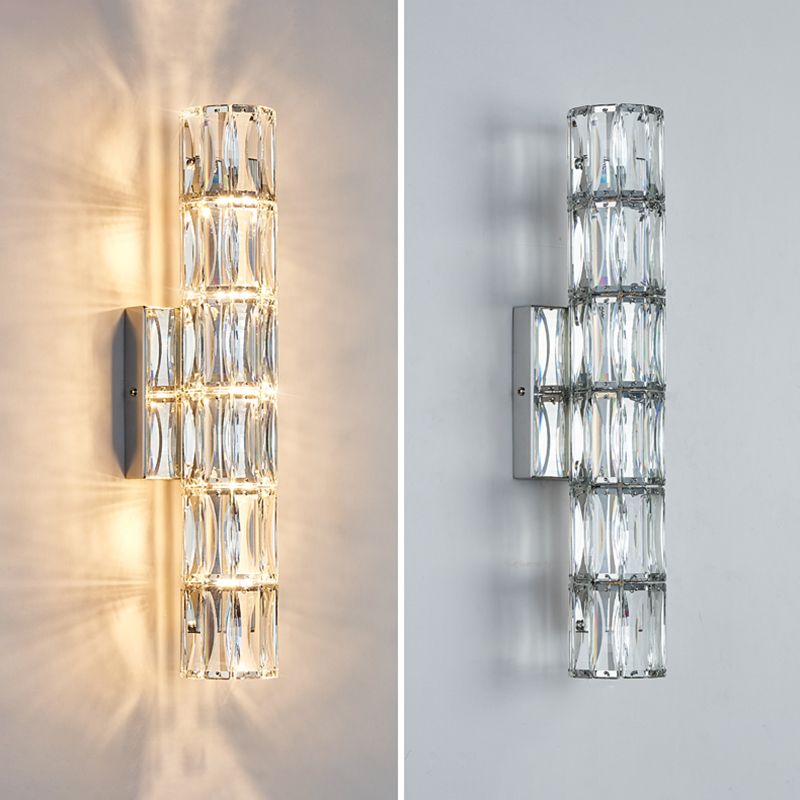 Modern Style Wall Mount Light Simple Wall Light with Crystal Shade for Living Room