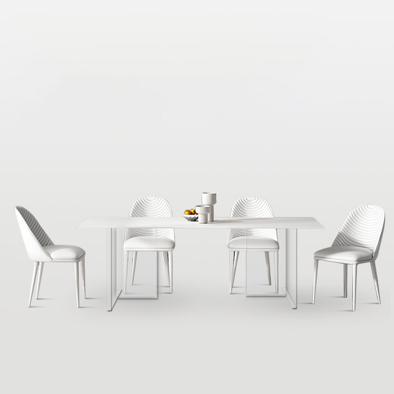 White Rectangle Dining Room Collection Modern Stone and Acrylic Table