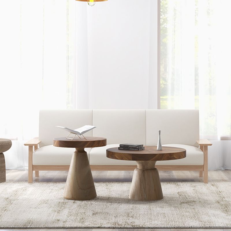 Contemporary Coffee Table Brown Pedestal Coffee Cocktail Table