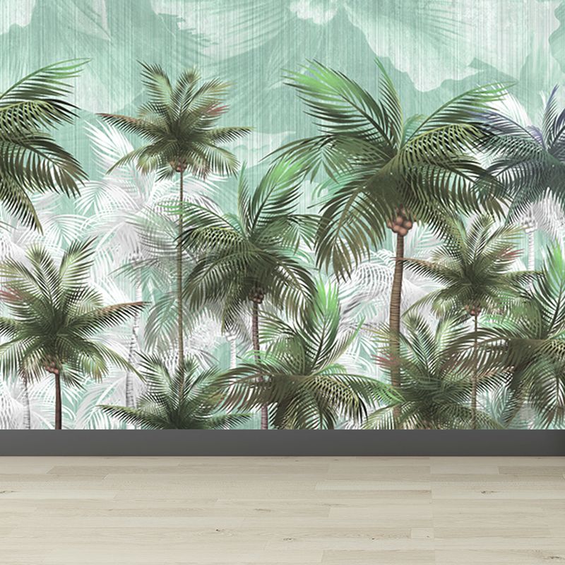 Tropics Coconut Trees Mural Wallpaper Non-Woven Washable Green Wall Decor for Room