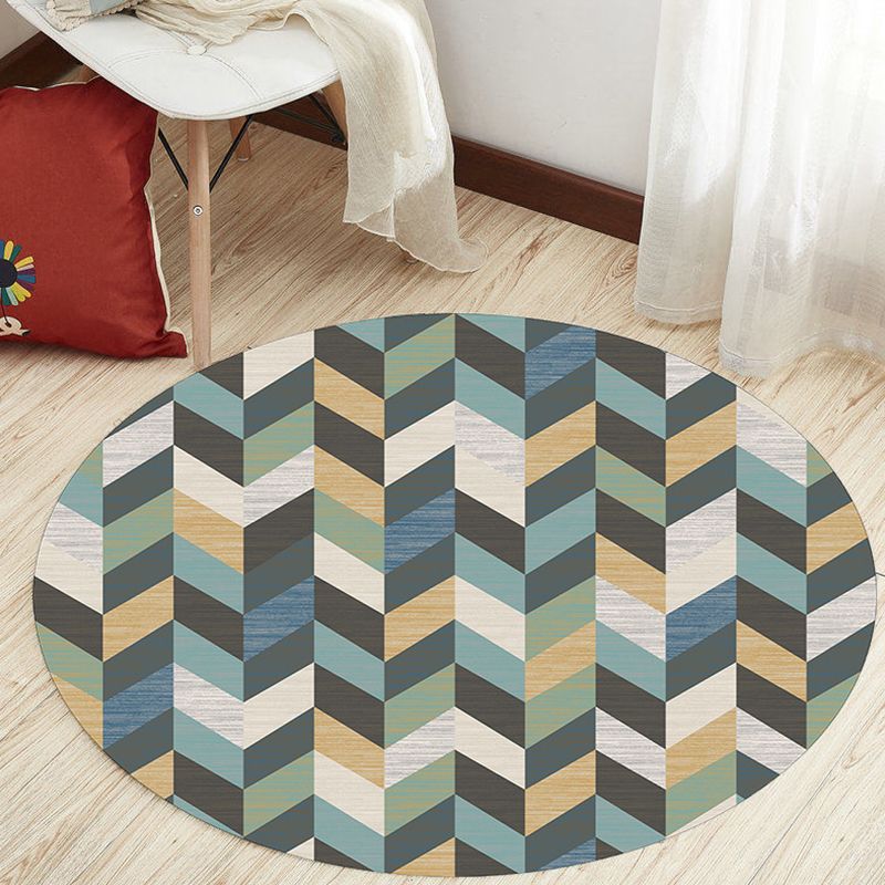 Unique Geometric Pattern Rug Multicolor Modernist Rug Polyester Washable Pet Friendly Anti-Slip Carpet for Study