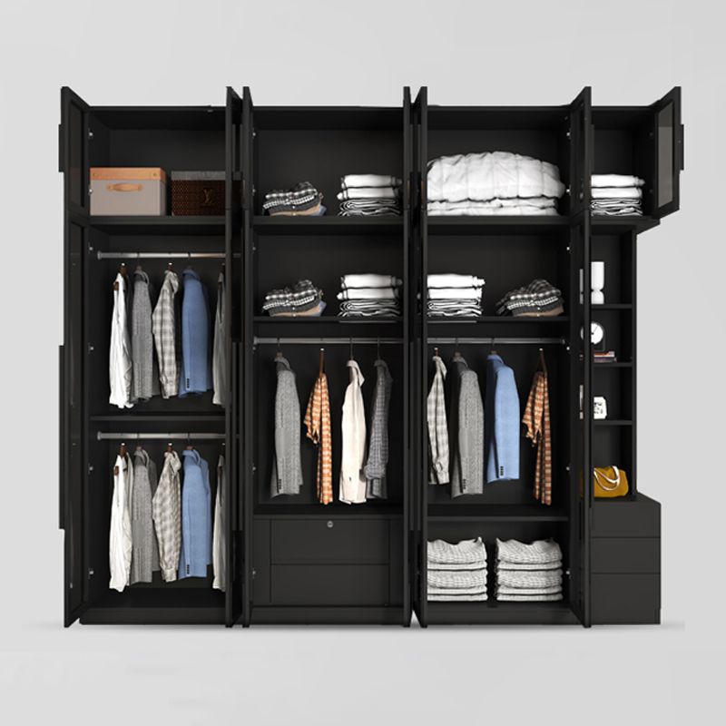 Modern Style Glass Wardrobe Black Colour Wardrobe Closet for Bedroom