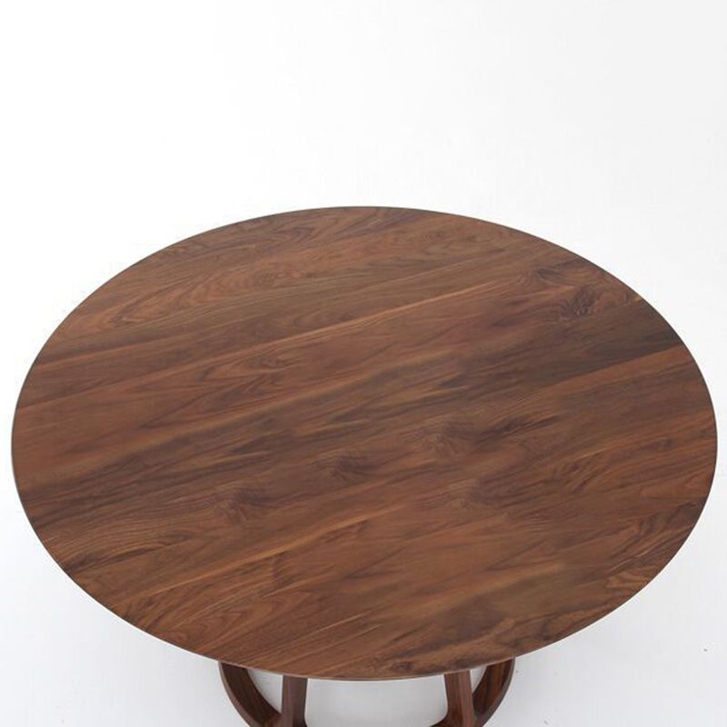 Mesa de comedor de madera maciza de estilo moderno Mesa redonda marrón con base de pedestal para el hogar