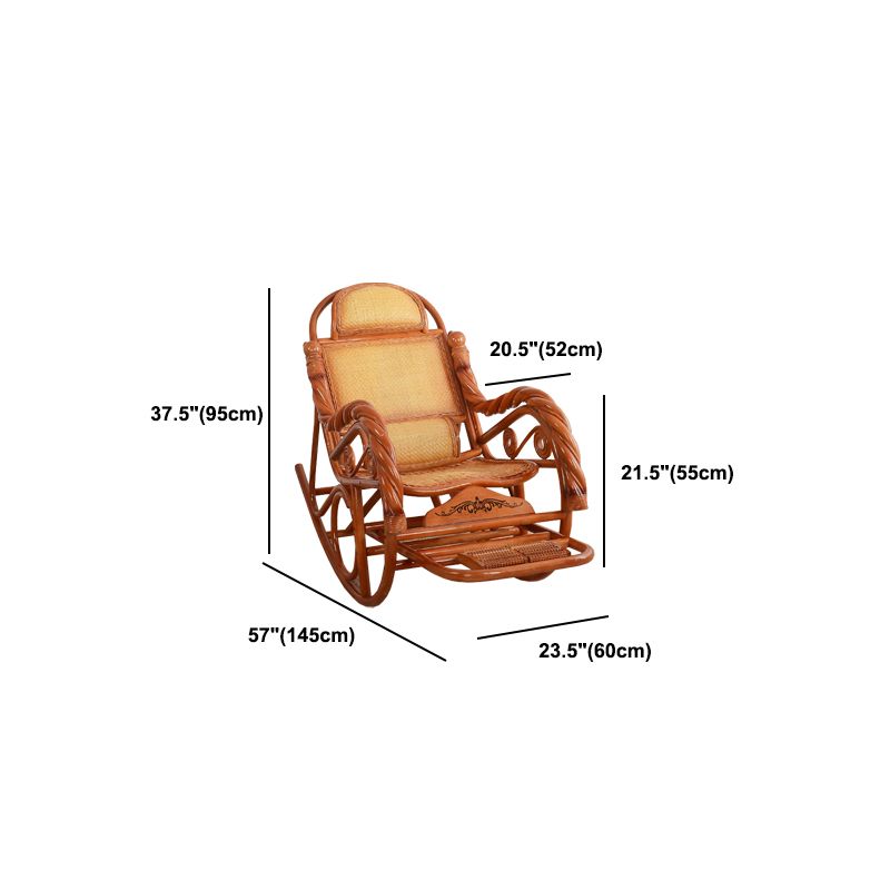 Traditional Rocking Chair Rattan Frame Spindle Backrest Indoor Rocking Chair
