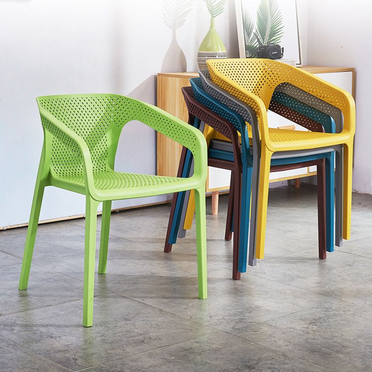 Sillas de comedor contemporáneas, sillón de comedor de plástico para uso doméstico (juego de 4)