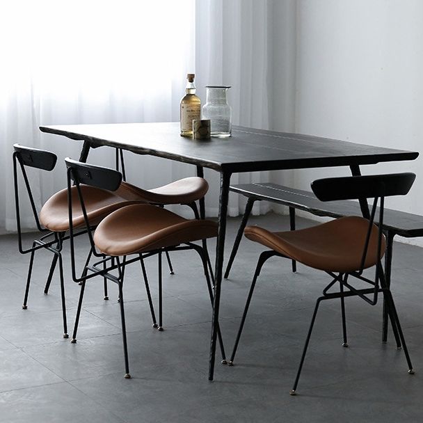 Industrial Black Opening Back Dining Side Chair Kitchen Metal Dining Side Chair
