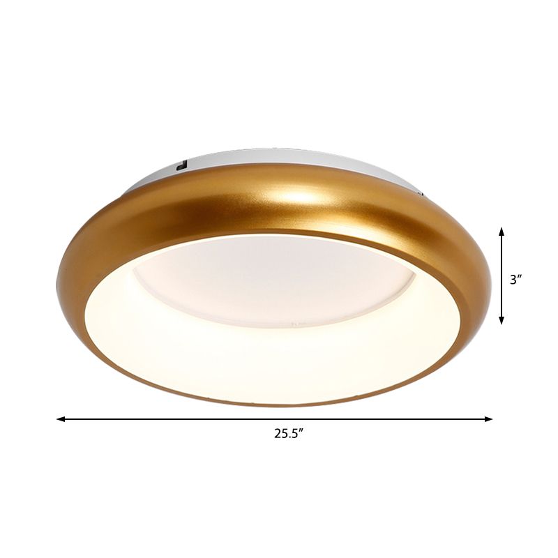 19.5"/25.5" W Donut Flush Mount Lighting Macaron Metal and Acrylic Integrated Led Flush Lamp in Black/Green/Gold/White