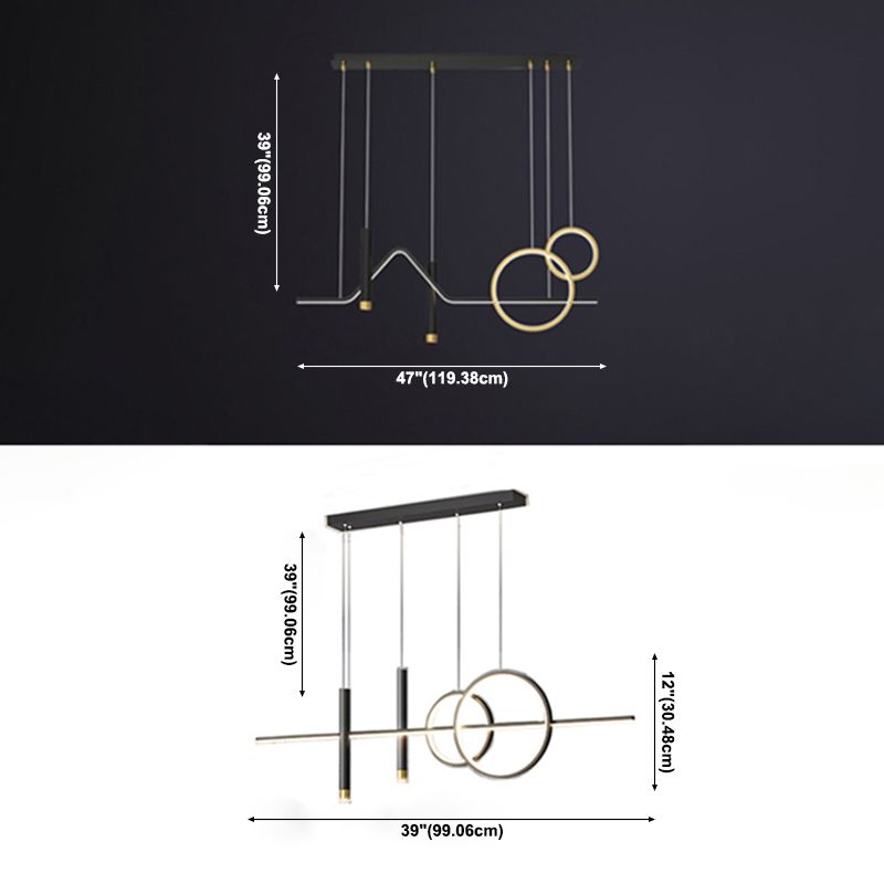 Linear Metal Island Lighting Fixture Simplicity Style LED Island Lamp for Dining Room