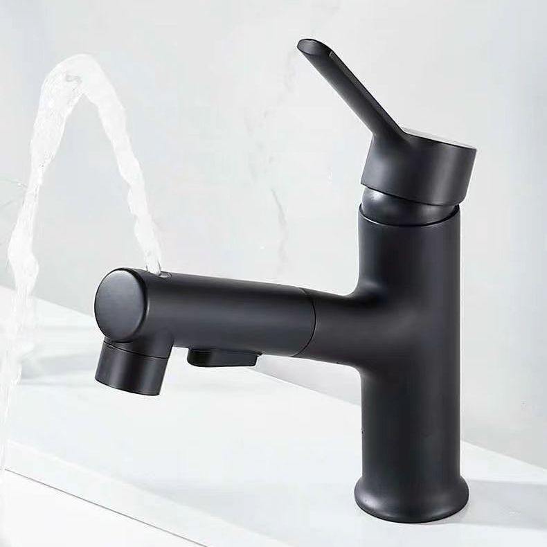 Modern Vessel Sink Faucet Copper 1-Handle Low Arc Retractable Vessel Faucet for Bathroom