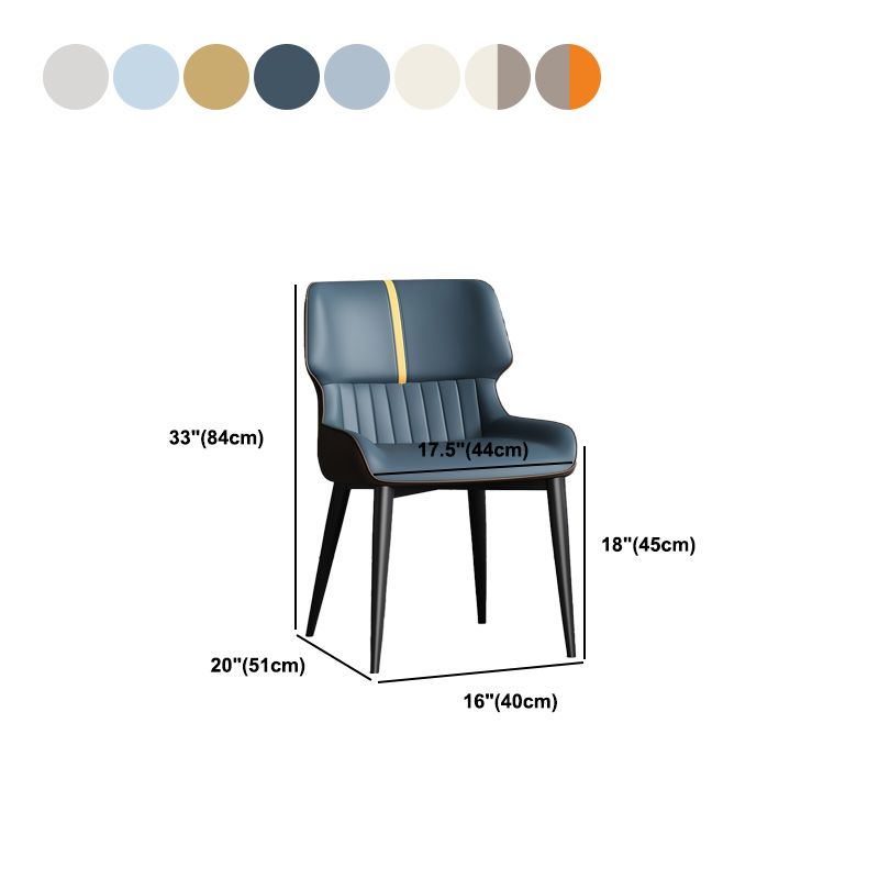 Contemporary Leather Side Chair Wingback Side Chair for Dining Room