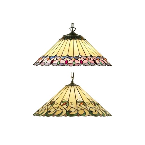 Barock konisch nach unten Beleuchtung 1 Kopf rosa/grün gefärbte Kunstglas hängsames Anhänger Licht