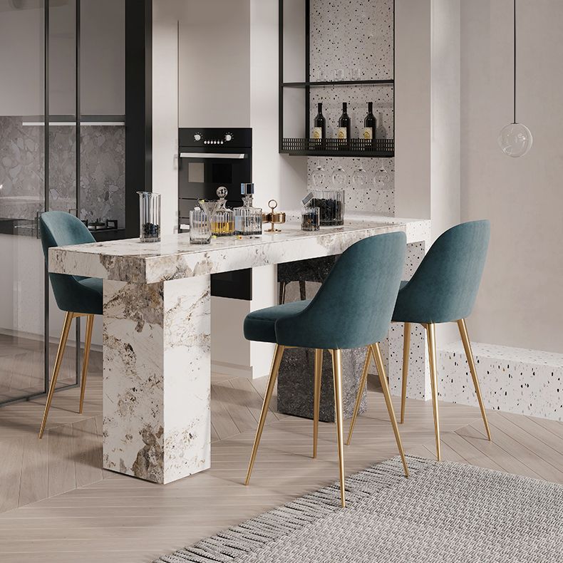 1/2/3/5 Pieces Glam Rectangle Sintered Stone Counter Table with High Stools
