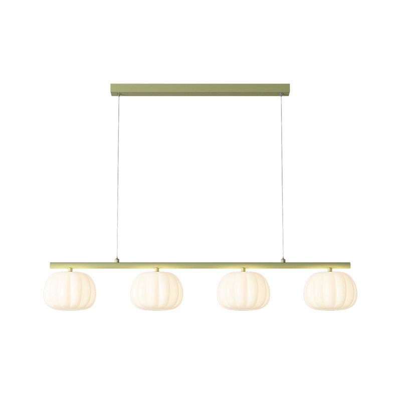 4-Light Green/White Finish Modernism Shaded Statement Kitchen Island Light