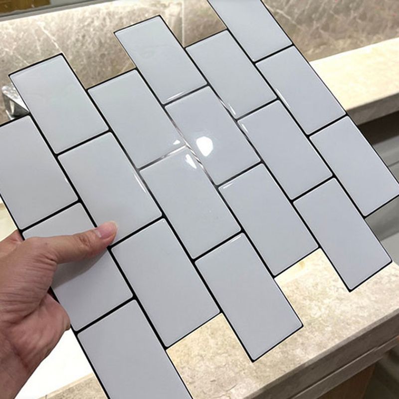 White Subway Tile Water-resistant PVC Peel & Stick Tile for Backsplash Wall
