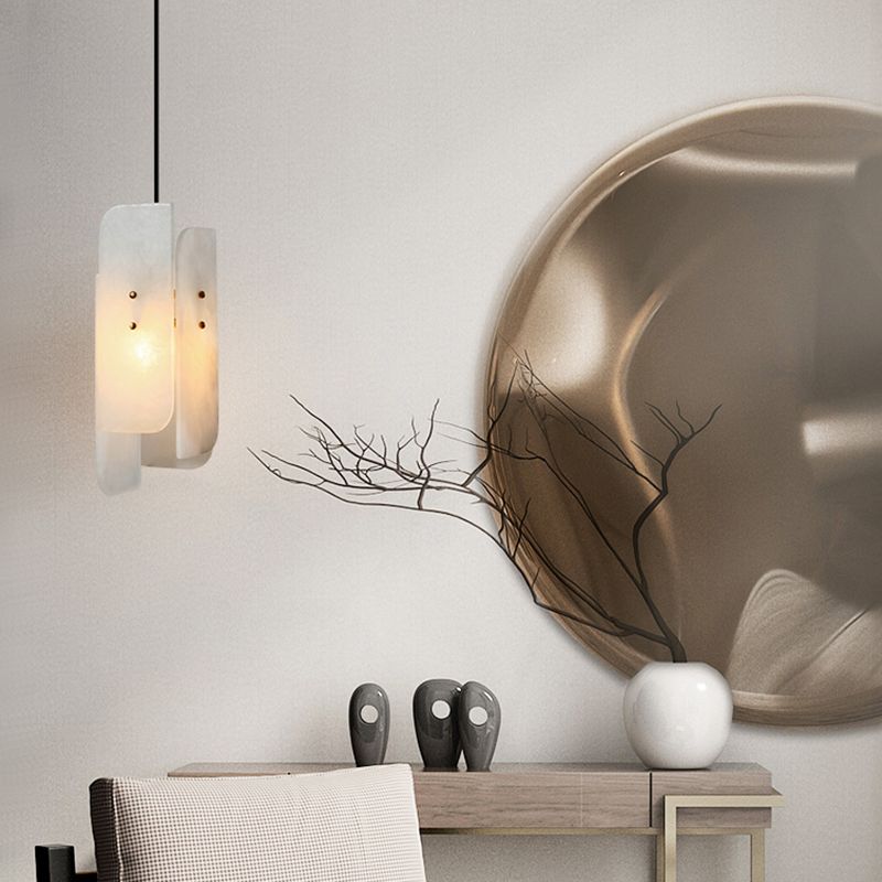 Petit pendentif suspendu en marbre Minimaliste de suspension blanche à 1 lumière Lumière pour chambre à coucher