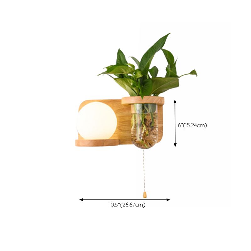 Modern Style Wall Light Fixture Wooden Wall Light Sconce without Plants