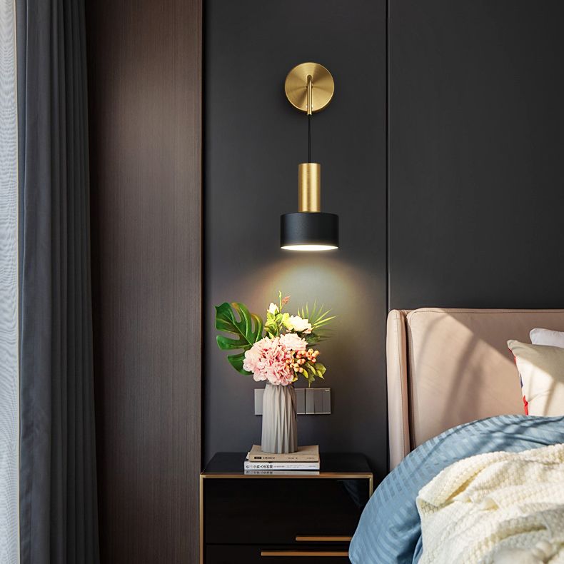 Adjustable Angle 1 Light Cylinderical Wall Sconce Nordic Luxury Style Metal Sconces