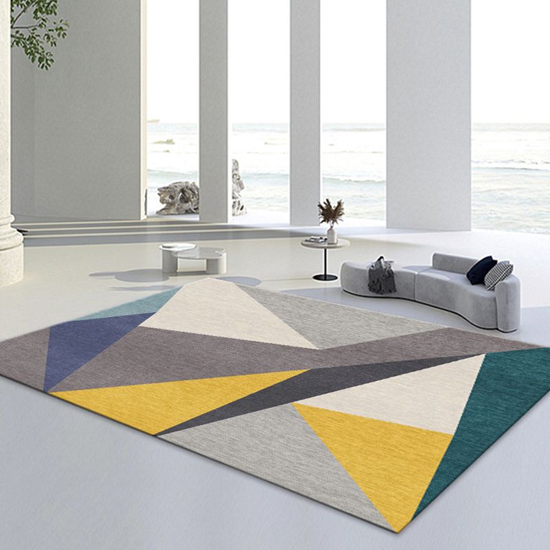 Trendy Contemporary Indoor Rug Simplicity Geometry Design Polyester Carpet Rectangle Friendly Washable Rug for Living Room