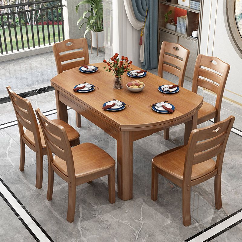 Modern Solid Wood Dining Room Collection Extendable Trestle Dining Table
