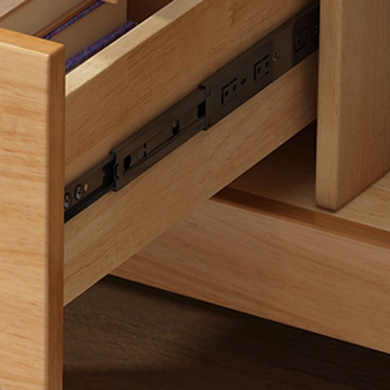 Contemporary Rubber Wood Storage Chest Horizontal Chest with Drawers