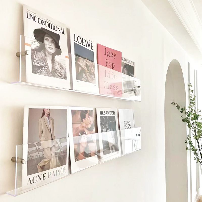 Modern Floating Book Shelf 5.9"H Acrylic Wall Mounted Bookcase